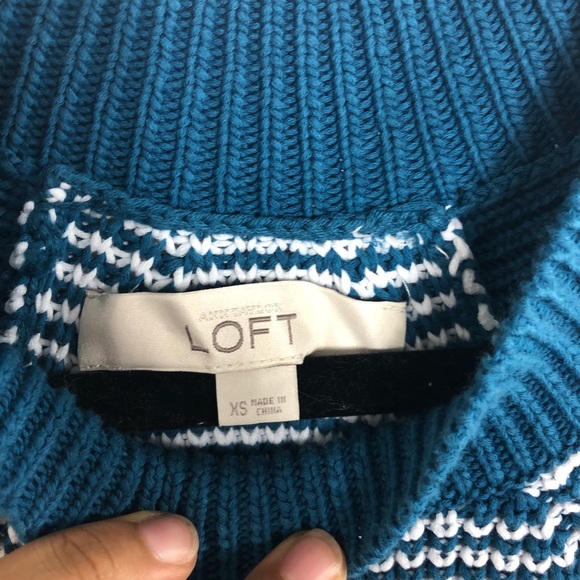 ⚡️ LOFT Teal & White Halter Sweater Tank Vest XS - Picture 4 of 6